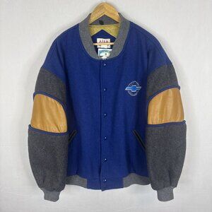 Vintage Chevrolet Varsity Jacket Wool Leather Sleeves Made in Canada XL